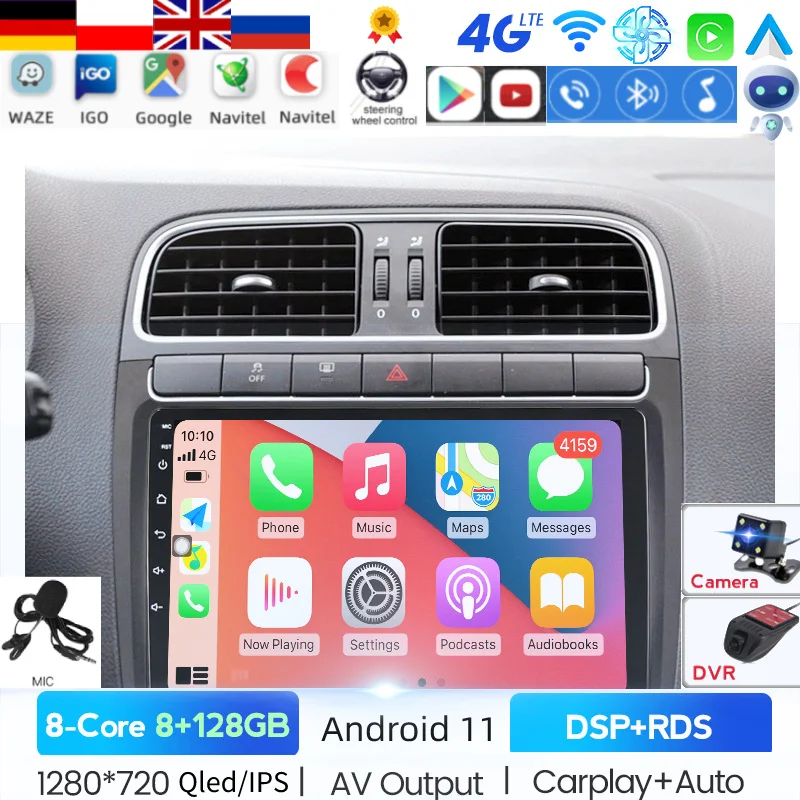 Автомагнитола 2DIN мультимедийный видеоплеер навигатор GPS Android для Volkswagen VW Polo 5 2008