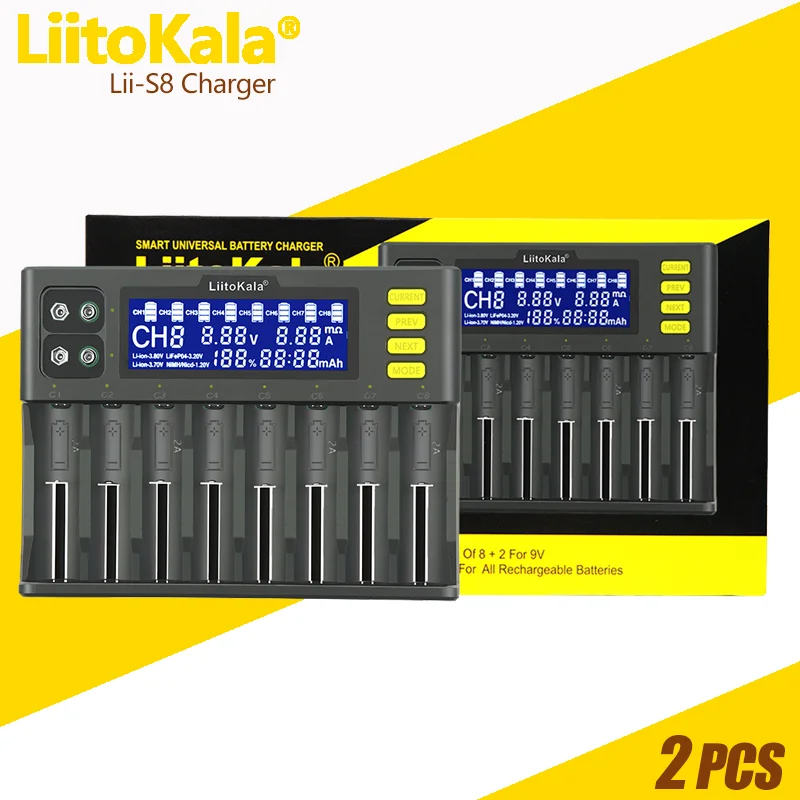 2PCS LiitoKala Lii-S8 Lii-S6 Lii-S1 Lii-S2 Lii-S4 Double slot 18650 Battery Charger 1.2V 3.7V 3.2V AA/AAA 26650 21700 NiMH l
2PCS LiitoKala Lii-S8 Lii-S6 Lii-S1 Lii-S2 Lii-S4 Double slot 18650 Battery Charger 1.2V 3.7V 3.2V AA/AAA 26650 21700 NiMH l