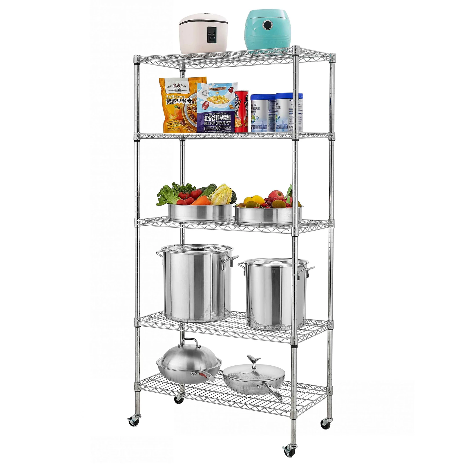 5 Tier Wire ShelvingUnit with Wheels Shelves Storage Rack ThickenSteelTube,Adjustable Shelving Rack for Kitchen Bathroom Office
5 Tier Wire ShelvingUnit with Wheels Shelves Storage Rack ThickenSteelTube,Adjustable Shelving Rack for Kitchen Bathroom Office