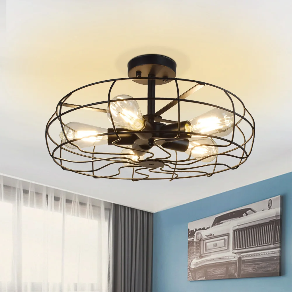 Depuley 19 Inch Vintage Industrial Ceiling Light Retro Metal Cage Semi Flush Mount Ceiling Light Fixture for Kitchen E26 40W
Depuley 19 Inch Vintage Industrial Ceiling Light Retro Metal Cage Semi Flush Mount Ceiling Light Fixture for Kitchen E26 40W