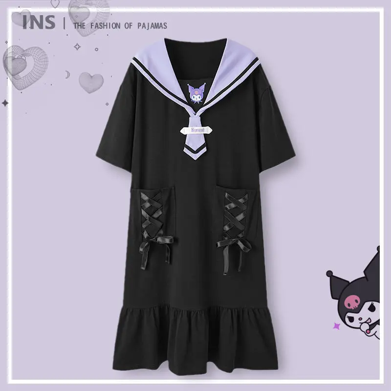 Платье Sanrio Kuromi Doll Lolita, женское летнее платье черного цвета с коротким рукавом, свободная тонкая юбка, женское платье, элегантное платье для милой девушки
Платье Sanrio Kuromi Doll Lolita, женское летнее платье черного цвета с коротким рукавом, свободная тонкая юбка, женское платье, элегантное платье для милой девушки