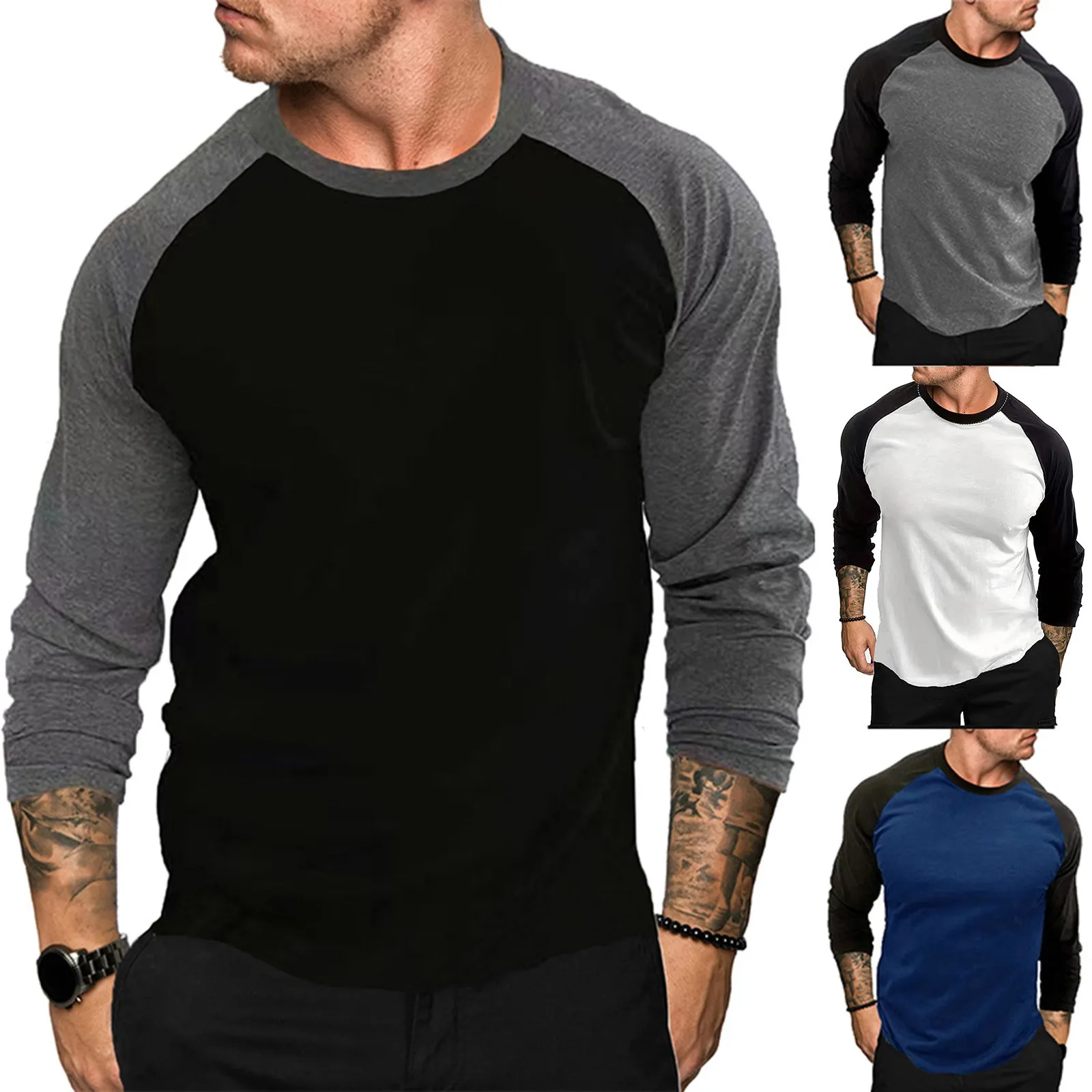 Men's Casual Long Sleeve T-shirt New Fashion Loose Fitness Raglan Sleeves Tops Patchwork Tee Shirt for Spring Autumn Clothing
Men's Casual Long Sleeve T-shirt New Fashion Loose Fitness Raglan Sleeves Tops Patchwork Tee Shirt for Spring Autumn Clothing