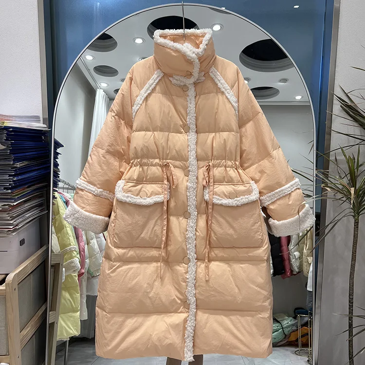 Women's Down Jacket Stand Collar Lamb Wool Splicing Loose Thin Winter Coat Fashion Long Sleeve Warm Casual Clothes F840
Women's Down Jacket Stand Collar Lamb Wool Splicing Loose Thin Winter Coat Fashion Long Sleeve Warm Casual Clothes F840