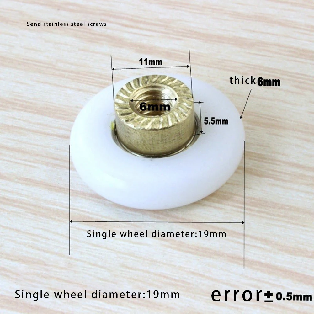 Door Rollers Pulley Bathroom 19mm Wheel Diameter 4/8 Pcs Brass Center Nylon Outer Wheel Stainless Steel Screws
Door Rollers Pulley Bathroom 19mm Wheel Diameter 4/8 Pcs Brass Center Nylon Outer Wheel Stainless Steel Screws