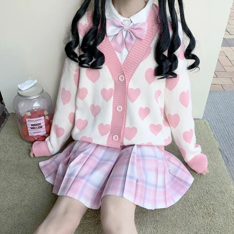 Kawaii Love Heart Knit Cardigans Sweaters Woman Japanese Harajuku Jk Lolita Pink Shirts Knitwear Autumn Cute Girls Fairy Clothes
Kawaii Love Heart Knit Cardigans Sweaters Woman Japanese Harajuku Jk Lolita Pink Shirts Knitwear Autumn Cute Girls Fairy Clothes