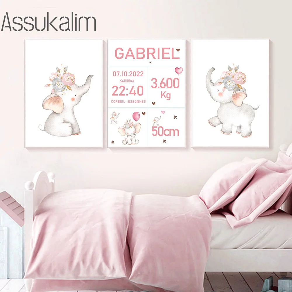 Custom Name Wall Pictures Elephant Canvas Prints Pink Art Painting Nordic Poster Nursery Wall Posters Baby Girl Bedroom Decor
Custom Name Wall Pictures Elephant Canvas Prints Pink Art Painting Nordic Poster Nursery Wall Posters Baby Girl Bedroom Decor