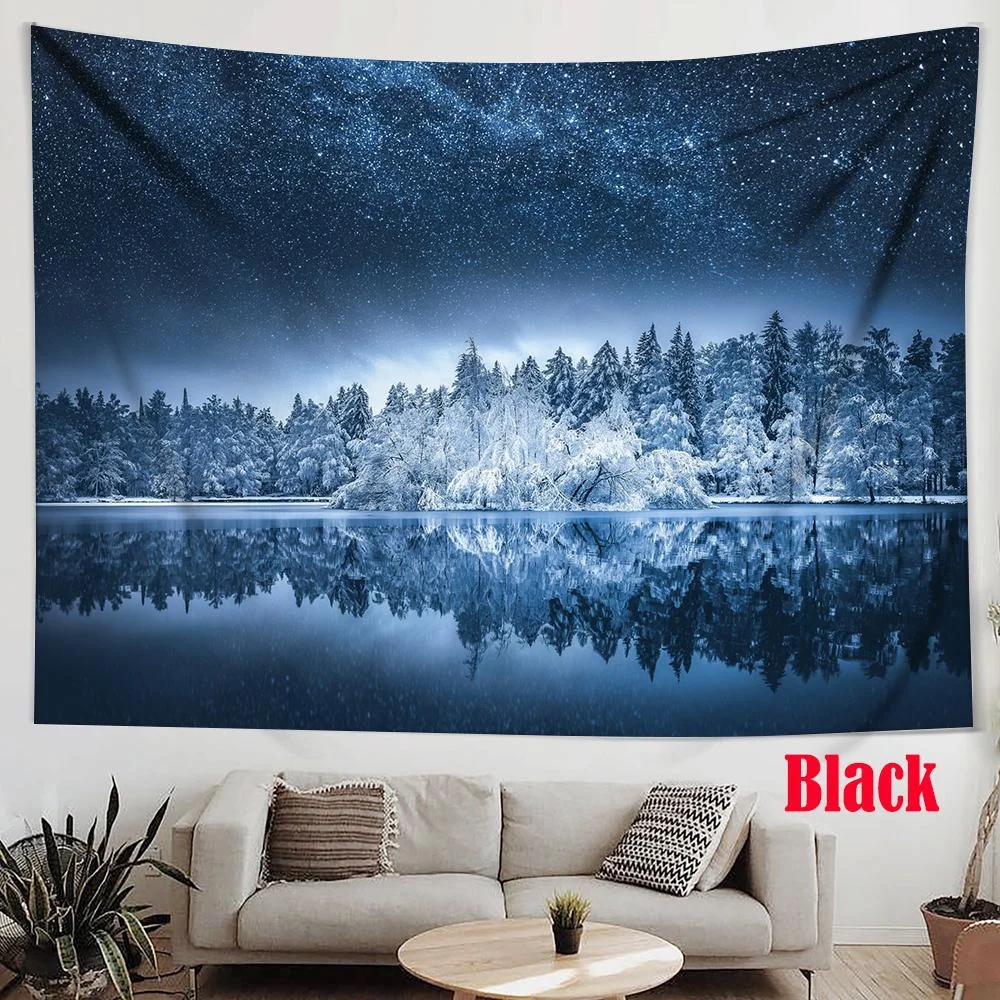 

Psychedelic Tapestry Landscape Forest Tapestry Wall Hanging Spruce Tree Winter Snow Tapestries Wall Bedroom Decor