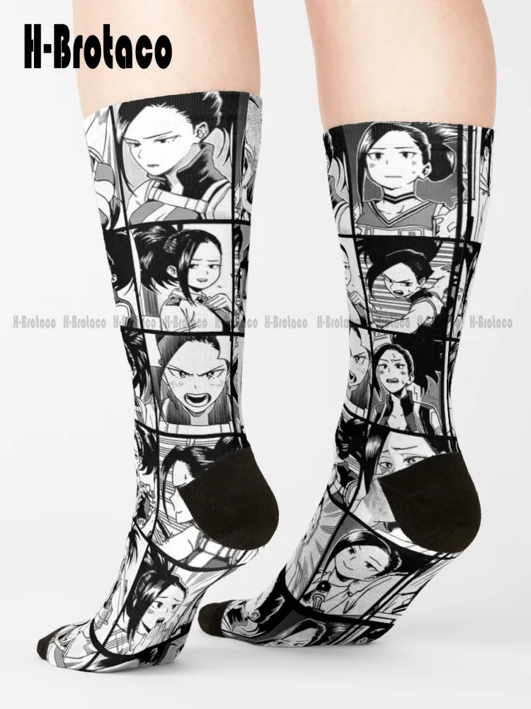 

Носки Yaoyorozu Momo с коллажем (черно-белая версия), милые носки для женщин, женские спортивные носки, индивидуальный подарок, Harajuku Gd, хип-хоп, Мультяшные