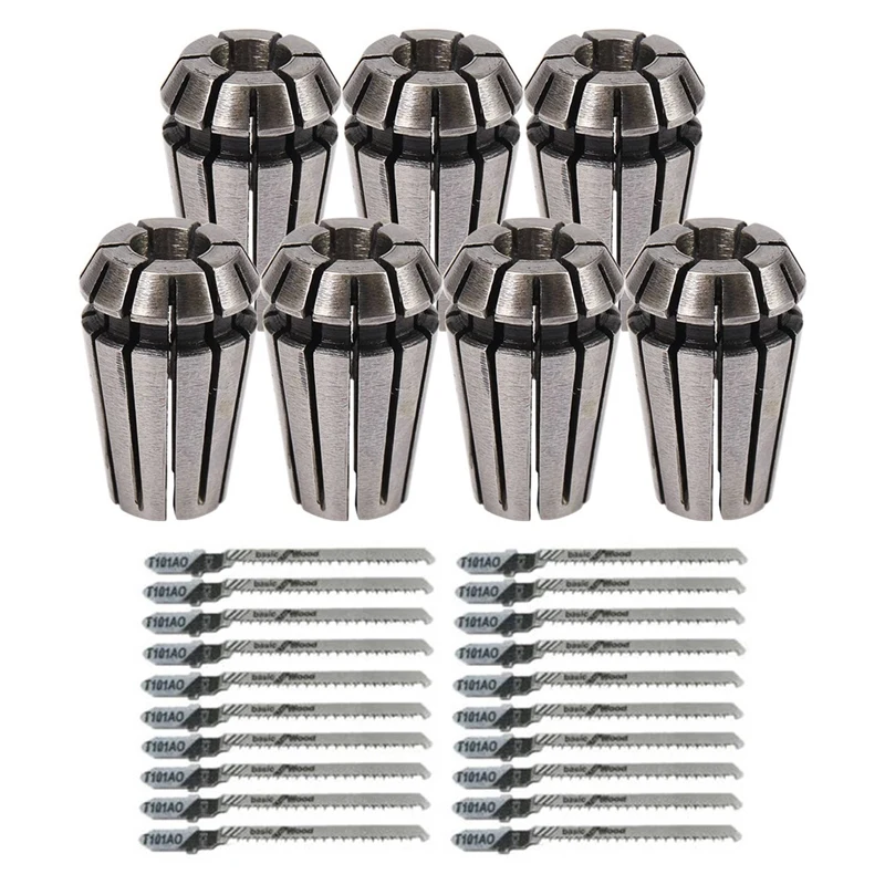 7Pcs 1-7Mm ER11 Collet Chuck Tool Bits Holder Spring Collet With 20Pcs Jigsaw Blade T101AO T-Shank Multi Jig Saw Blades
7Pcs 1-7Mm ER11 Collet Chuck Tool Bits Holder Spring Collet With 20Pcs Jigsaw Blade T101AO T-Shank Multi Jig Saw Blades
