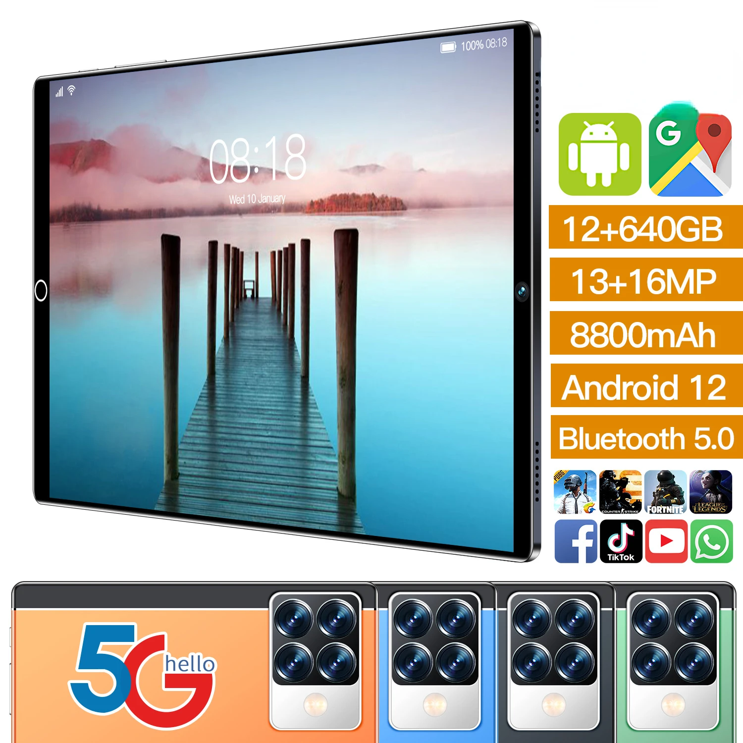 2022 New Arrival 10.1 Inch 10 Core Tablet Android 12 Google Play Dual 4G/5G Network GPS Bluetooth WiFi Tablets 12GB RAM 640GB RO
2022 New Arrival 10.1 Inch 10 Core Tablet Android 12 Google Play Dual 4G/5G Network GPS Bluetooth WiFi Tablets 12GB RAM 640GB RO