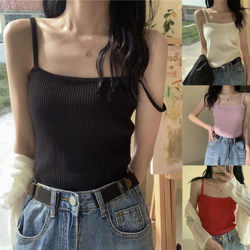 Y166 Women Ice Silk Ribbed Knit Camisole Spaghetti Strap Sexy Off Shoulder Slim Crop Tank Top Solid Color Basic Sling Vest
Y166 Women Ice Silk Ribbed Knit Camisole Spaghetti Strap Sexy Off Shoulder Slim Crop Tank Top Solid Color Basic Sling Vest