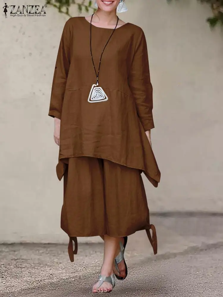 ZANZEA Casual Loose Solid Pant Sets Women Asymmetrical Hem Long Tops Tracksuits 2023 Spring Retro Wide Leg Pant 2pcs Outfits
ZANZEA Casual Loose Solid Pant Sets Women Asymmetrical Hem Long Tops Tracksuits 2023 Spring Retro Wide Leg Pant 2pcs Outfits