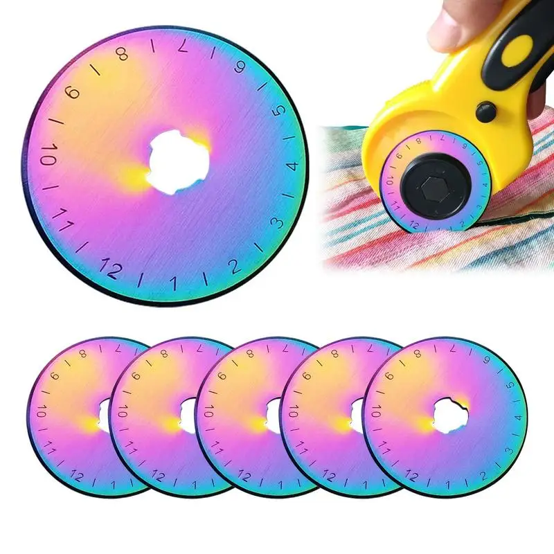 

45mm Rotary Cutter Set With 5 Pack Color Titanium Plating Rotary Blades Fabric Cutter SKS-7 Quilting Sewing Patchwork Tool