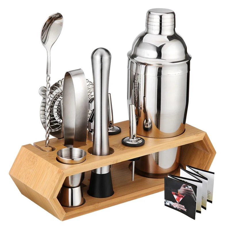 10 Pcs Cocktail Shaker Set Jigger Mixing Spoon Tong Barware Bartender Tools With Wood Storage Stand Bars Mixed Drinks
10 Pcs Cocktail Shaker Set Jigger Mixing Spoon Tong Barware Bartender Tools With Wood Storage Stand Bars Mixed Drinks