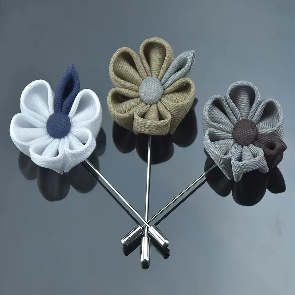 

Handmade Men's Brooches Floral Lapel Pin for Men Suit Long Needle Fabric Flower Brooch Pins for Wedding Fashion Women Jewelry