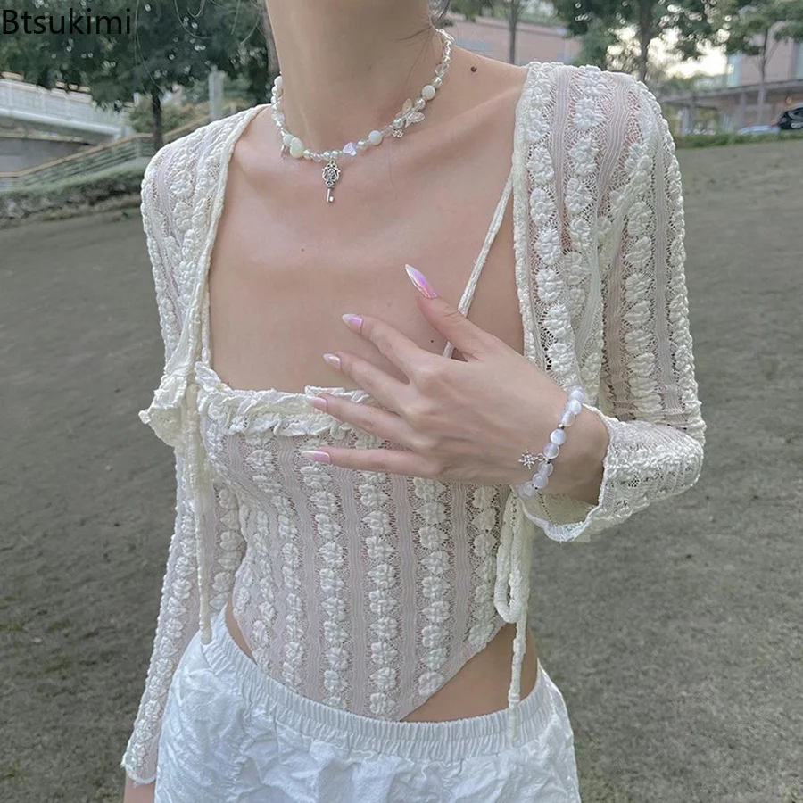New 2022 Y2K Aesthetics Cute Ruffles Trim Bandage Lace 2 Piece T-shirts 2000s Fashion Long Sleeve Covers and Camis Sweet Outfits
New 2022 Y2K Aesthetics Cute Ruffles Trim Bandage Lace 2 Piece T-shirts 2000s Fashion Long Sleeve Covers and Camis Sweet Outfits