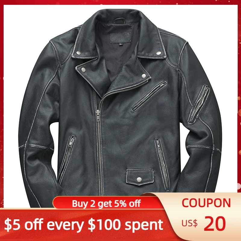 Vintage Black Genuine Leather Jacket Men Motorcycle Style Plus Size 3XL Natural Cowhide Autumn Slim Fit Biker Coat 90kg Can Wea
Vintage Black Genuine Leather Jacket Men Motorcycle Style Plus Size 3XL Natural Cowhide Autumn Slim Fit Biker Coat 90kg Can Wea