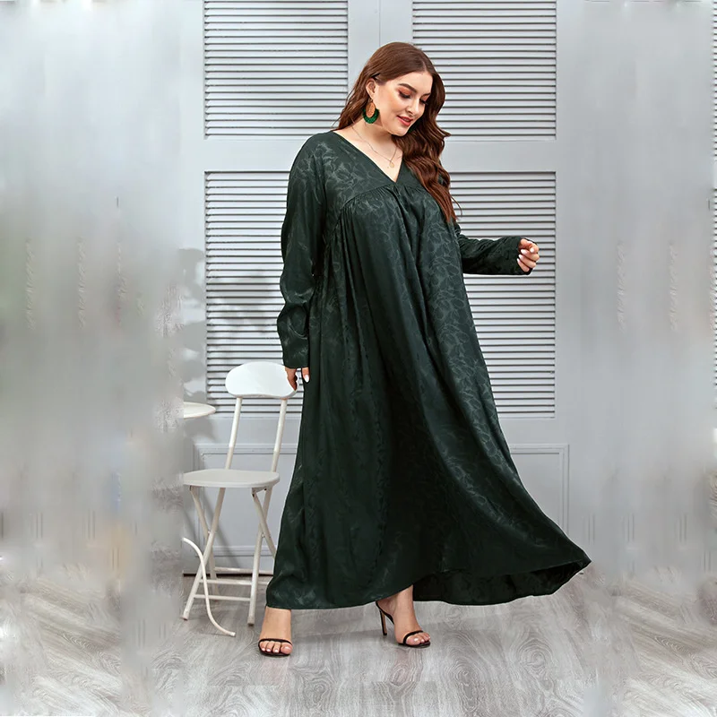 Plus Size Female Dresses Casual Home Loose Dark Green Dress Large V-Neck Long Sleeve Fashion Women's Elegant Dresses Comfortable
Plus Size Female Dresses Casual Home Loose Dark Green Dress Large V-Neck Long Sleeve Fashion Women's Elegant Dresses Comfortable