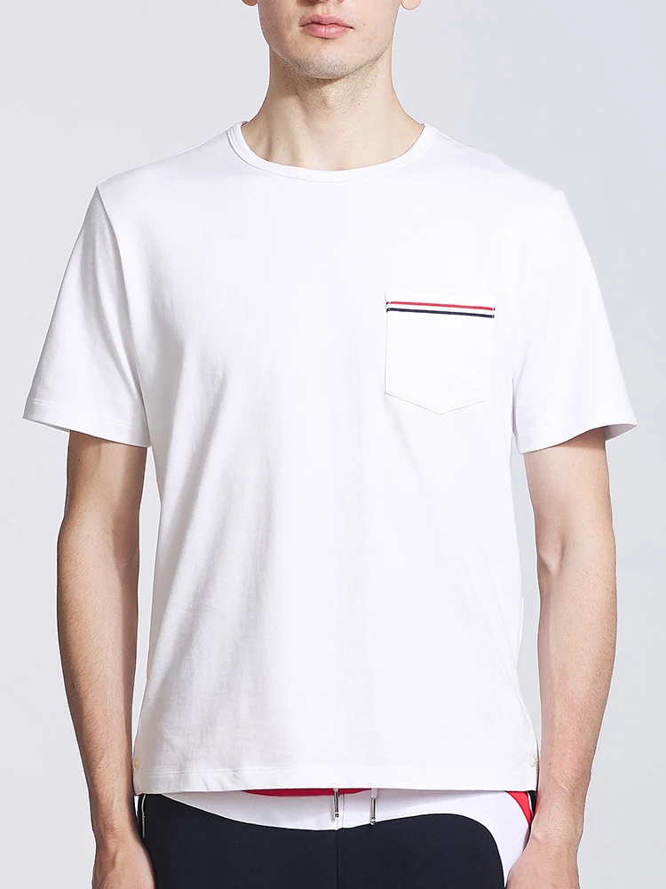 TB THOM Men T-shirt Summer Fashion Slim Tops Pure Cotton Jersey Short Sleeve Striped Pocket Custom Wholesale Oversized t-shirt
TB THOM Men T-shirt Summer Fashion Slim Tops Pure Cotton Jersey Short Sleeve Striped Pocket Custom Wholesale Oversized t-shirt