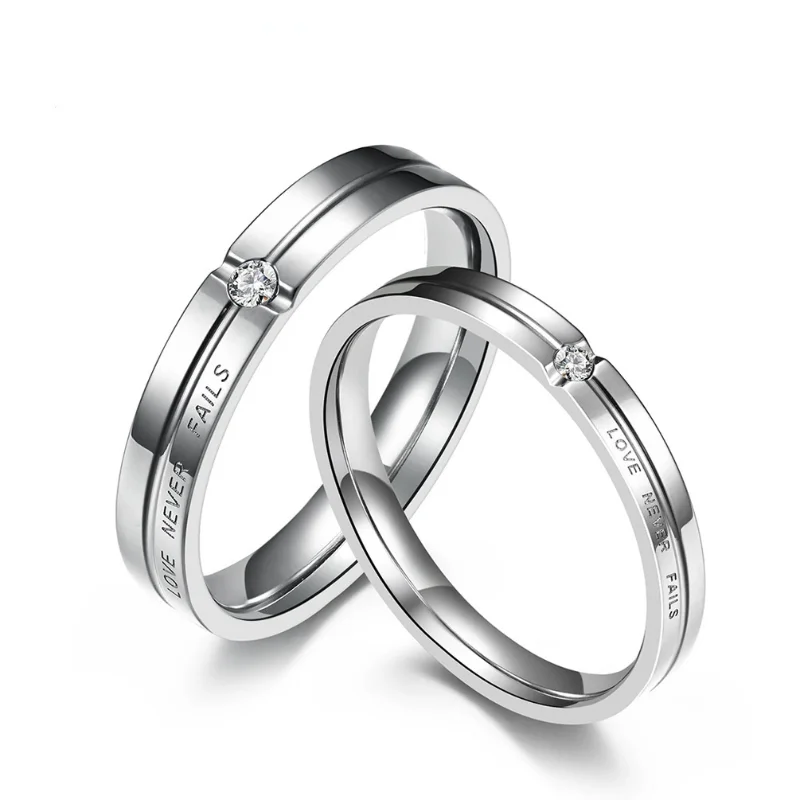 

Парные кольца из нержавеющей стали с цирконом, ювелирные украшения для влюбленных пар, парные кольца черного и серебряного цвета, помолвка