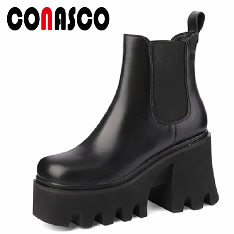 CONASCO Women Thick High Heels Ankle Boots Autumn Winter Platforms Genuine Leather Fashion Mature Office Lady Casual Shoes Woman
CONASCO Women Thick High Heels Ankle Boots Autumn Winter Platforms Genuine Leather Fashion Mature Office Lady Casual Shoes Woman