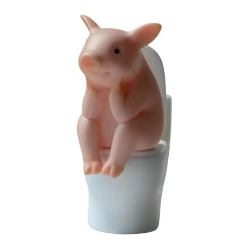 Cute Animal Desktop Ornaments Cartoon Pig Sitting On Toilet Figure Cartoon Statue For Home Office Entrance Desktop Decoration 
Cute Animal Desktop Ornaments Cartoon Pig Sitting On Toilet Figure Cartoon Statue For Home Office Entrance Desktop Decoration