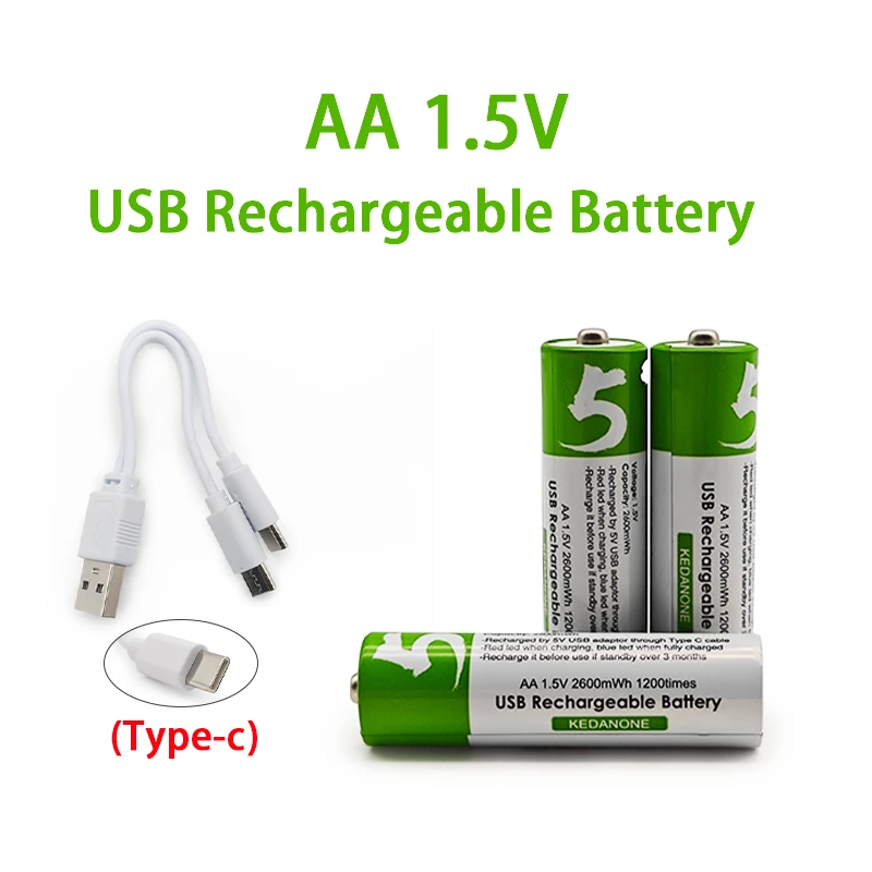 1.5V AA 2600mWh USB Lithium Ion Rechargeable Battery Suitable for Smoke Alarm,Wireless Phone,Electric Toy Replacement Battery
1.5V AA 2600mWh USB Lithium Ion Rechargeable Battery Suitable for Smoke Alarm,Wireless Phone,Electric Toy Replacement Battery