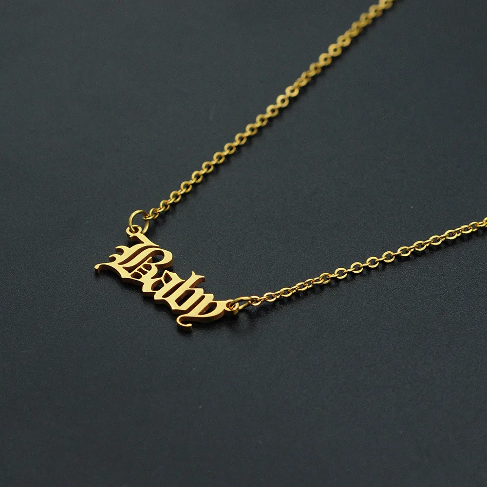 Titanium Steel Word BABY Baby Necklace Female Fashion Stainless Steel Pendant English Letter Pendant Necklace
Titanium Steel Word BABY Baby Necklace Female Fashion Stainless Steel Pendant English Letter Pendant Necklace