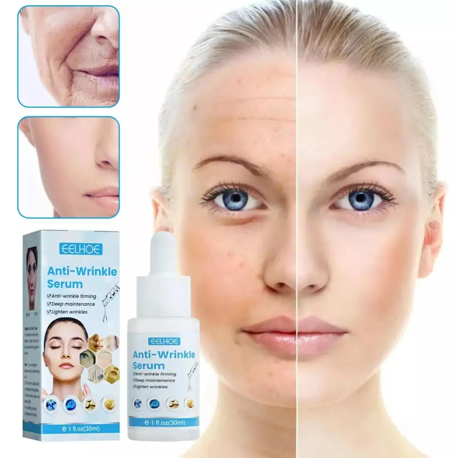 Сыворотка для лица, с гиалуроновой кислотой, против морщин 
Сыворотка для лица, с гиалуроновой кислотой, против морщин