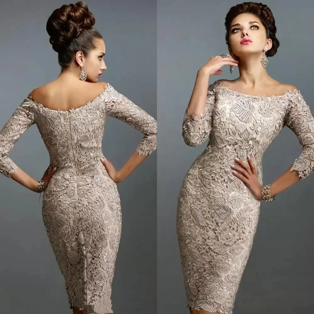 Mother Off Bride Dresses Scoop Full Lace 3/4 Long Sleeves Knee Length Sheath Plus Size Mother Of The Bride Dress
Mother Off Bride Dresses Scoop Full Lace 3/4 Long Sleeves Knee Length Sheath Plus Size Mother Of The Bride Dress