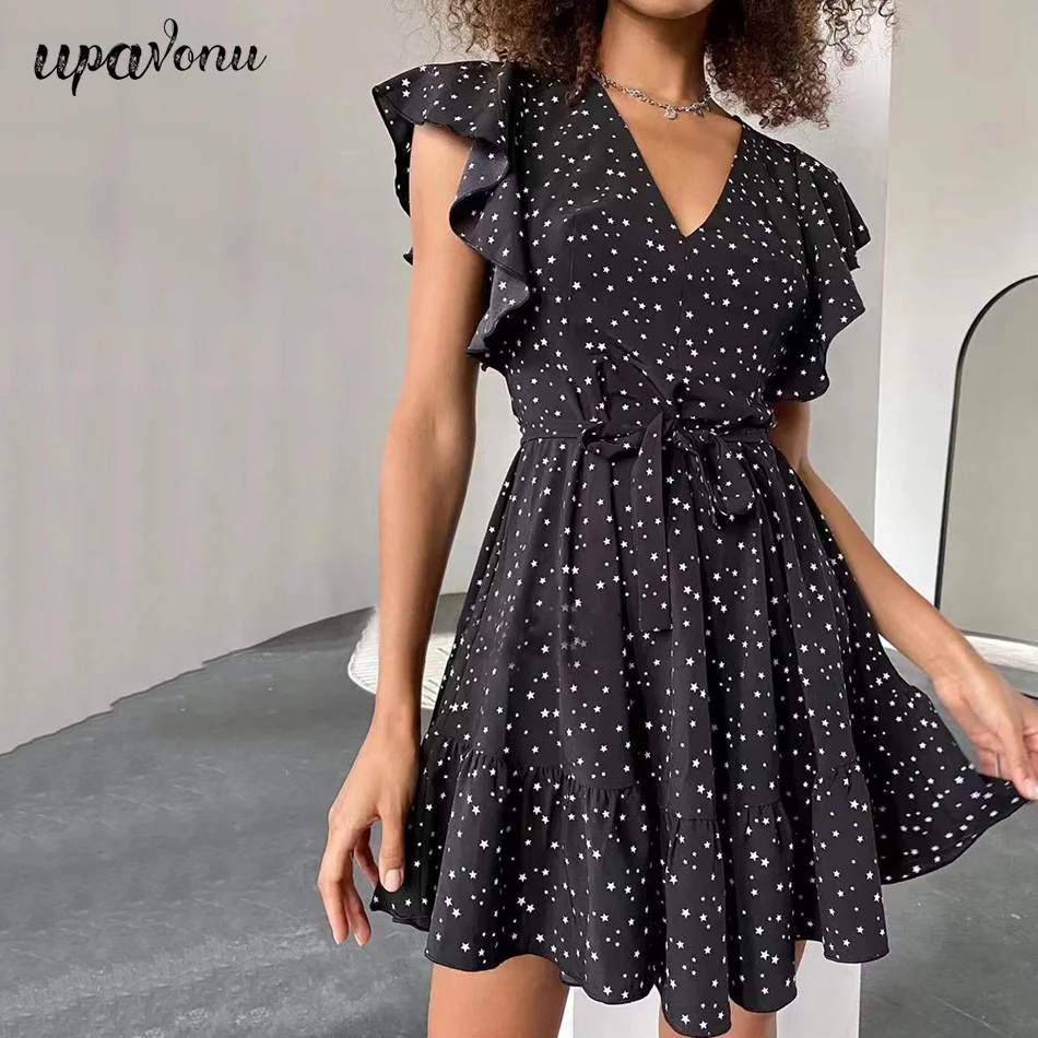 Free Shipping 20022 Casual Summer Dresses Women V-Neck Ruffle Sleeves Tie A-Line Dress Fashion Polka Dot Vacation Party Vestidos
Free Shipping 20022 Casual Summer Dresses Women V-Neck Ruffle Sleeves Tie A-Line Dress Fashion Polka Dot Vacation Party Vestidos