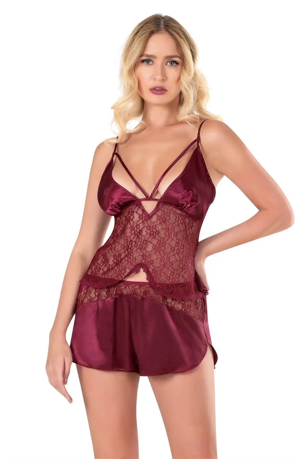 Women Nightgown Claret Red Satin Babydoll Shorts Set New Night Dress Female Sleepwear Nightwear Nightwear
Women Nightgown Claret Red Satin Babydoll Shorts Set New Night Dress Female Sleepwear Nightwear Nightwear