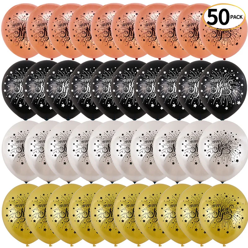 50pcs 12 Inch Latex ballons Rose Gold Gold Black White mixed Happy New year set Ball balloons DIY new year eve party favor
50pcs 12 Inch Latex ballons Rose Gold Gold Black White mixed Happy New year set Ball balloons DIY new year eve party favor