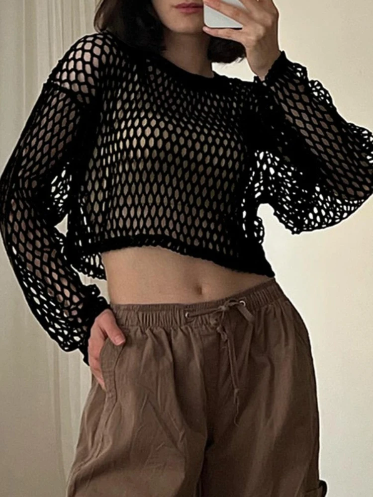 Женский топ SVOKOR, модный сетчатый топ, свободная футболка с длинным рукавом, сексуальный топ, однотонный топ с круглым вырезом и открытым пупком
Женский топ SVOKOR, модный сетчатый топ, свободная футболка с длинным рукавом, сексуальный топ, однотонный топ с круглым вырезом и открытым пупком