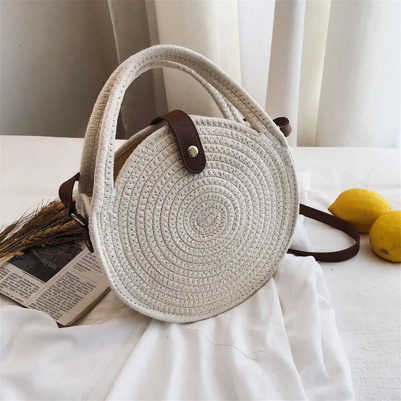 Round Women's Shoulder Bag Cotton Rope Woven Handbag Bohemian Straw Beach Bags Handmade Female Messenger Crossbody Bag
Round Women's Shoulder Bag Cotton Rope Woven Handbag Bohemian Straw Beach Bags Handmade Female Messenger Crossbody Bag