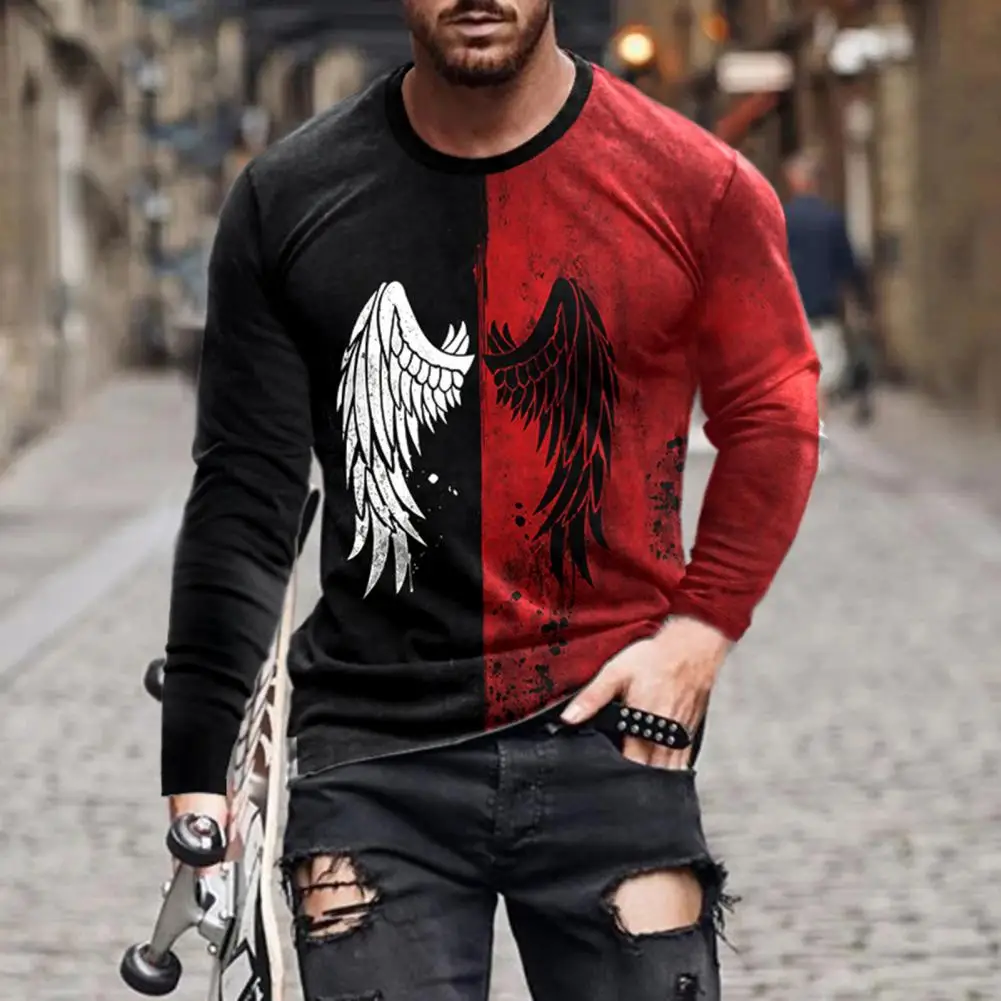 Men T-shirt Contrast Color Long Sleeves Men Tops Casual Leisure 3D Print O Neck Wing Print Color Matching Autumn Tops sudaderas
Men T-shirt Contrast Color Long Sleeves Men Tops Casual Leisure 3D Print O Neck Wing Print Color Matching Autumn Tops sudaderas