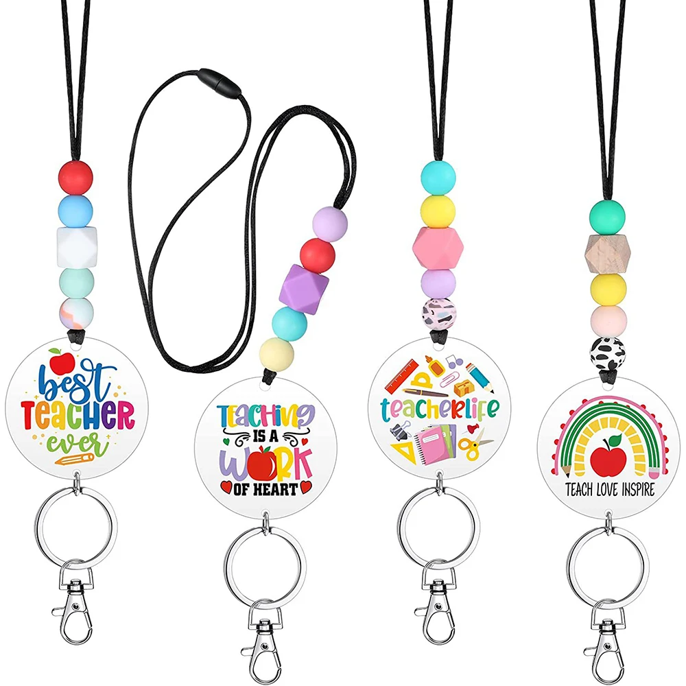 4pcs/set Teacher Lanyards for ID Badges Silicone Beaded Keychain Graduation Appreciation Gifts Cute Beaded Lanyards Keychain
4pcs/set Teacher Lanyards for ID Badges Silicone Beaded Keychain Graduation Appreciation Gifts Cute Beaded Lanyards Keychain