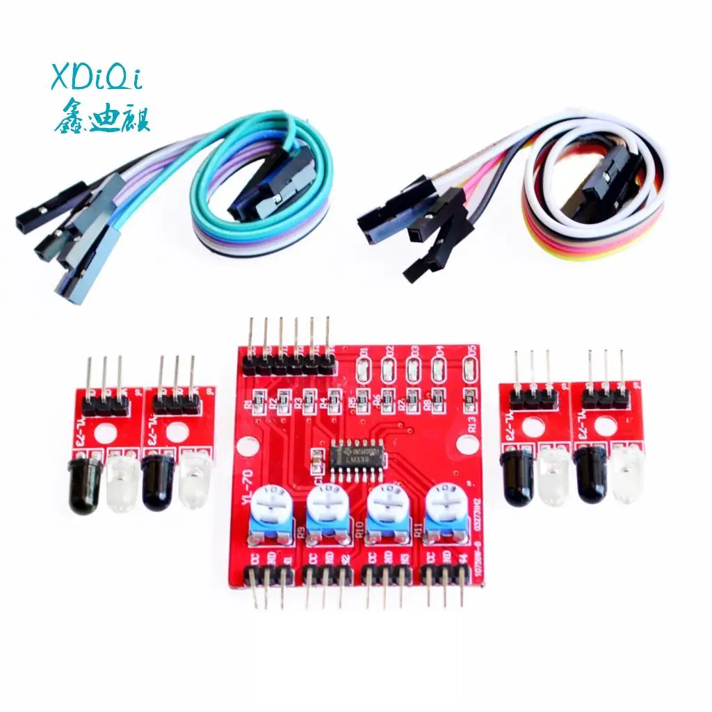 

Four Way 4 Channel Infrared Detector Tracing Transmission Line Obstacle Avoidance Sensor Module Diy Smart Car Robot