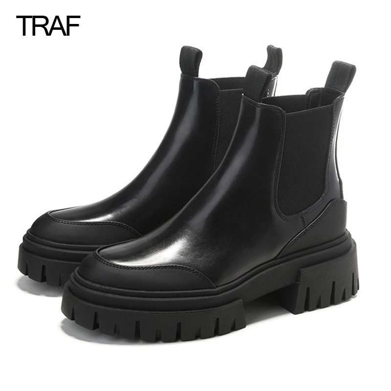 TRAF Woman Ankle Boots Thick Bottom Women's Short Leather Boots Chelsea Rubber Boots Platform Woman Snow Boots Woman Winter 2022
TRAF Woman Ankle Boots Thick Bottom Women's Short Leather Boots Chelsea Rubber Boots Platform Woman Snow Boots Woman Winter 2022