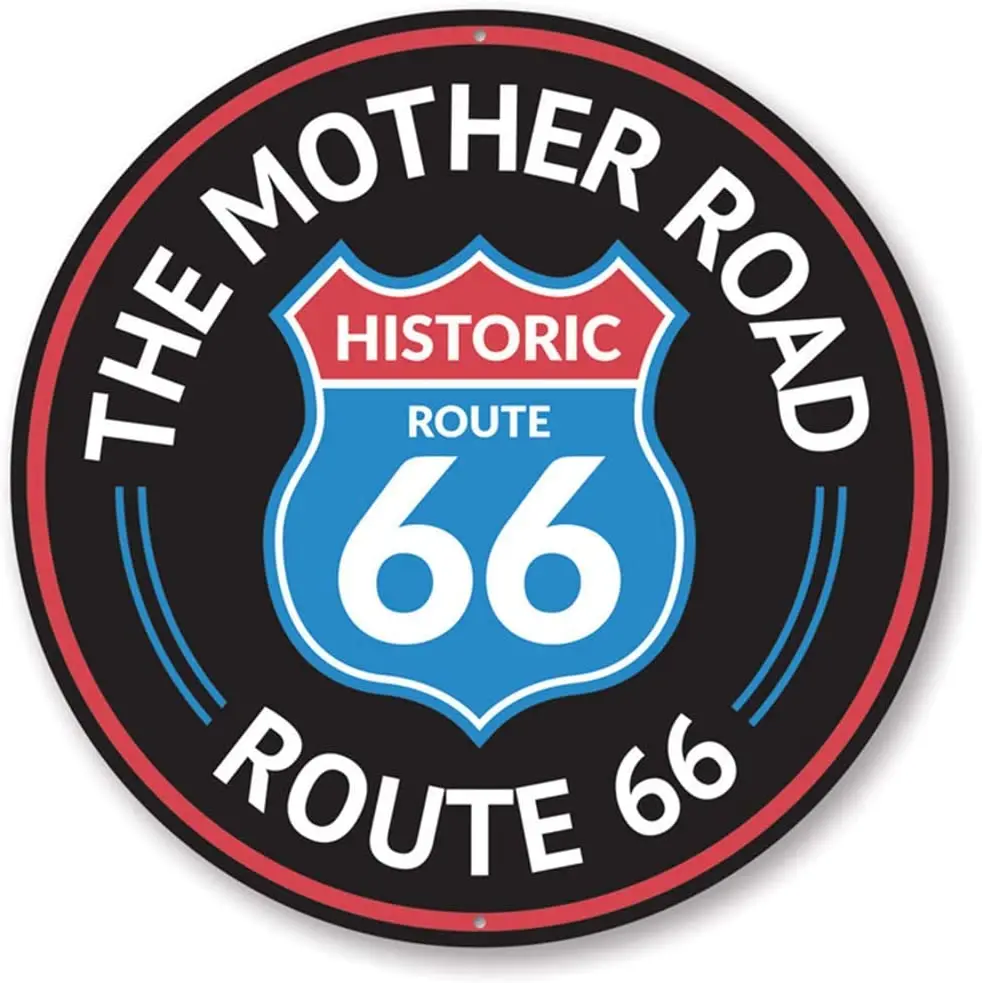 The Mother Road Historic Route 66 Sign Round Metal Tin Sign Suitable for Home and Kitchen Bar Cafe Garage Wall Decor Retro
The Mother Road Historic Route 66 Sign Round Metal Tin Sign Suitable for Home and Kitchen Bar Cafe Garage Wall Decor Retro