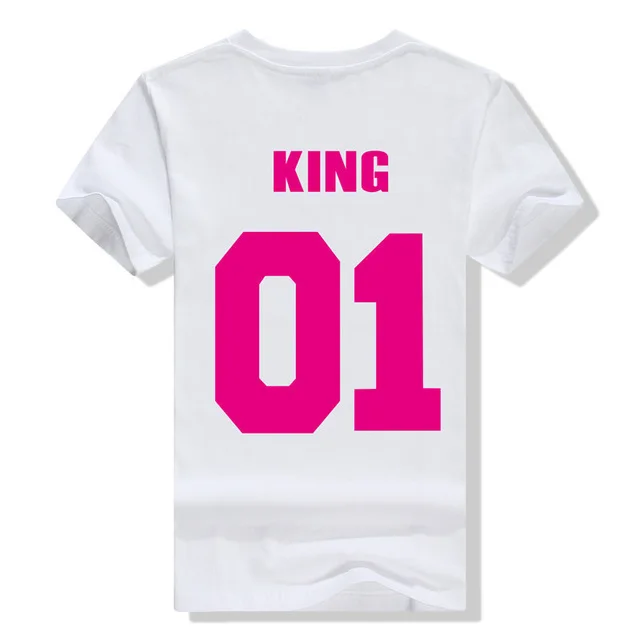 

2022NEW King Queen Letter Print T Shirt Couple Short Sleeve O Neck Loose Tshirt 2020 Summer Women Tee Shirt Tops Camisetas Mujer