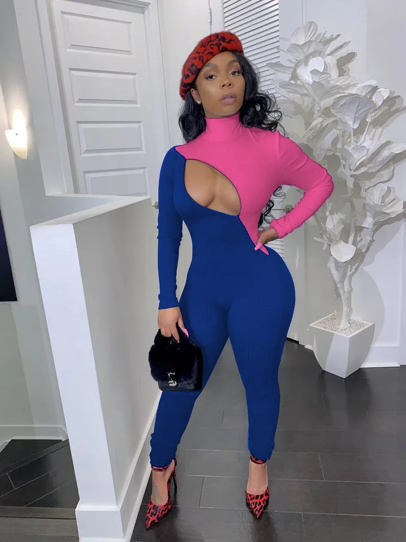 Winter Fashion Color Contrast Jumpsuit Women's Sexy High Neck Long Sleeve Tights Temperament Slim Fit Jumpsuit Women
Winter Fashion Color Contrast Jumpsuit Women's Sexy High Neck Long Sleeve Tights Temperament Slim Fit Jumpsuit Women