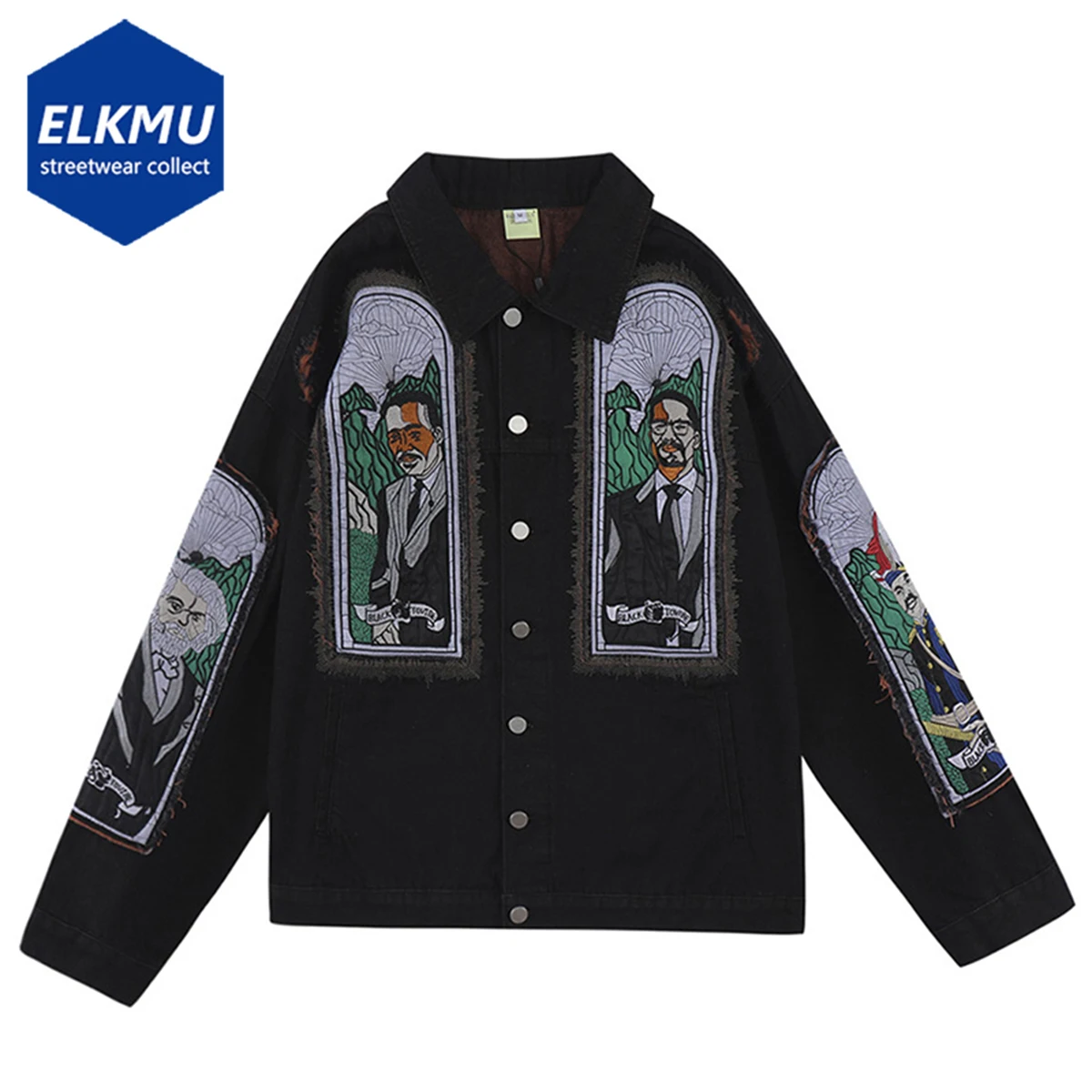 Embroidery Splicing Denim Jackets Harajuku Streetwear Black Coat Oversized Hip Hop Denim Jackets
Embroidery Splicing Denim Jackets Harajuku Streetwear Black Coat Oversized Hip Hop Denim Jackets