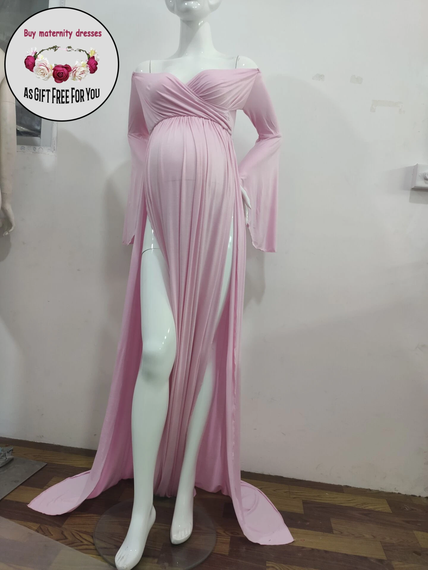 Women Maternity Photography Dresses Off-Shoulder split flare sleeve Pregnancy Dress Maxi Maternity Gown Photo Prop
Women Maternity Photography Dresses Off-Shoulder split flare sleeve Pregnancy Dress Maxi Maternity Gown Photo Prop