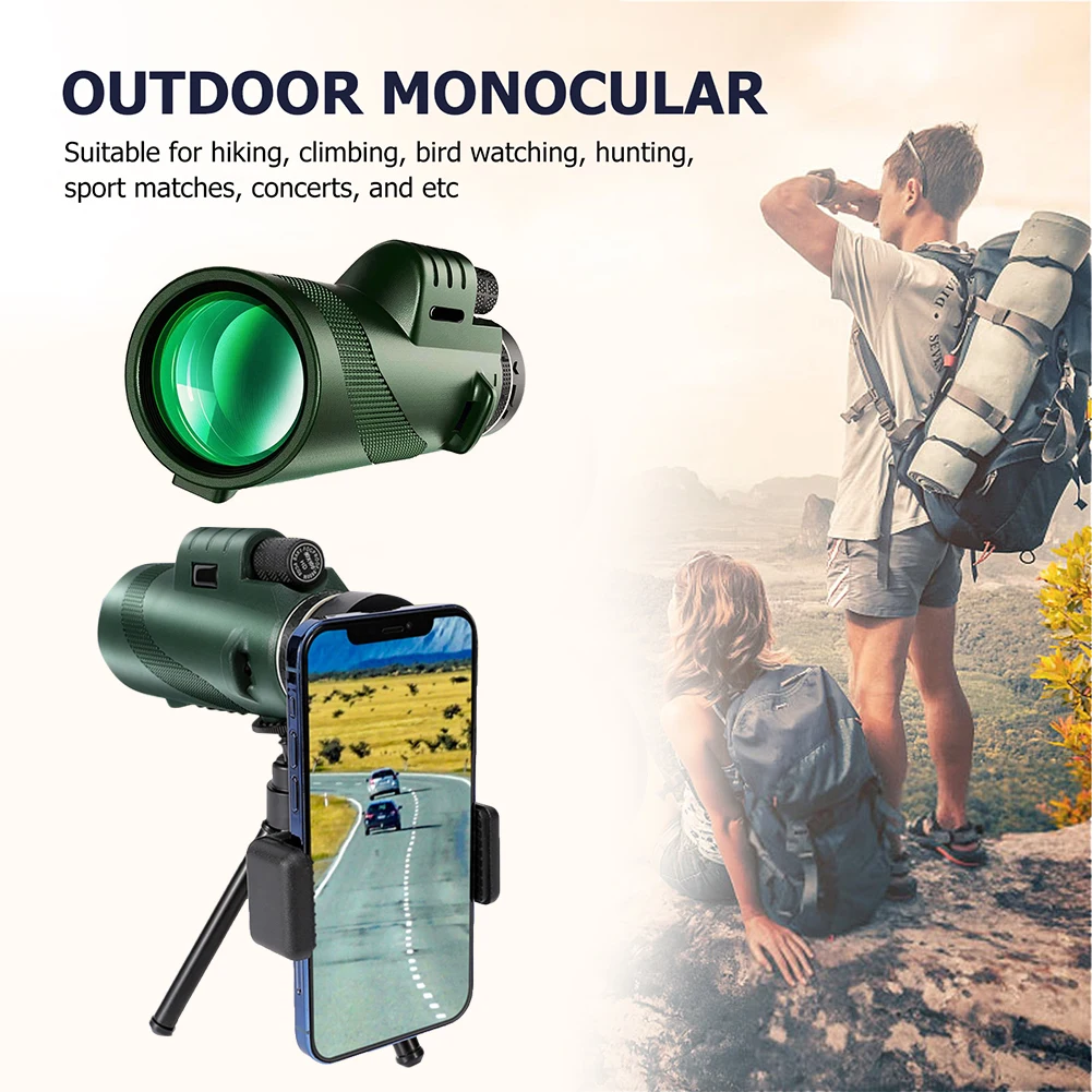 HD 80X100 Monocular Professional Telescope with Tripod Phone Clip Low Light telescope for camping watching ball game hunting
HD 80X100 Monocular Professional Telescope with Tripod Phone Clip Low Light telescope for camping watching ball game hunting