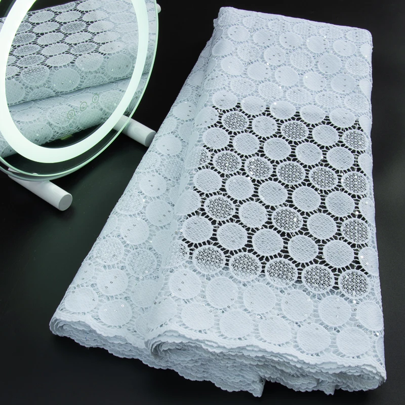 Pure White African Guipure Cord Lace Fabric With Sequins 2023 Nigerian Water Soluble Lace Fabric For Party Dress Sew A3204
Pure White African Guipure Cord Lace Fabric With Sequins 2023 Nigerian Water Soluble Lace Fabric For Party Dress Sew A3204