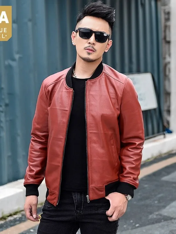 Leather Jackets Mens Red Genuine Short Slim Natural Sheepskin Biker Jacket Zippers Pockets O-Neck Covered Button Vintage Coat
Leather Jackets Mens Red Genuine Short Slim Natural Sheepskin Biker Jacket Zippers Pockets O-Neck Covered Button Vintage Coat