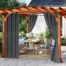 Outdoor Curtain Panels Water Repellent Curtains Screening Voile Sheer Drapes Windproof Garden Gazebo Porch Exterior Decor