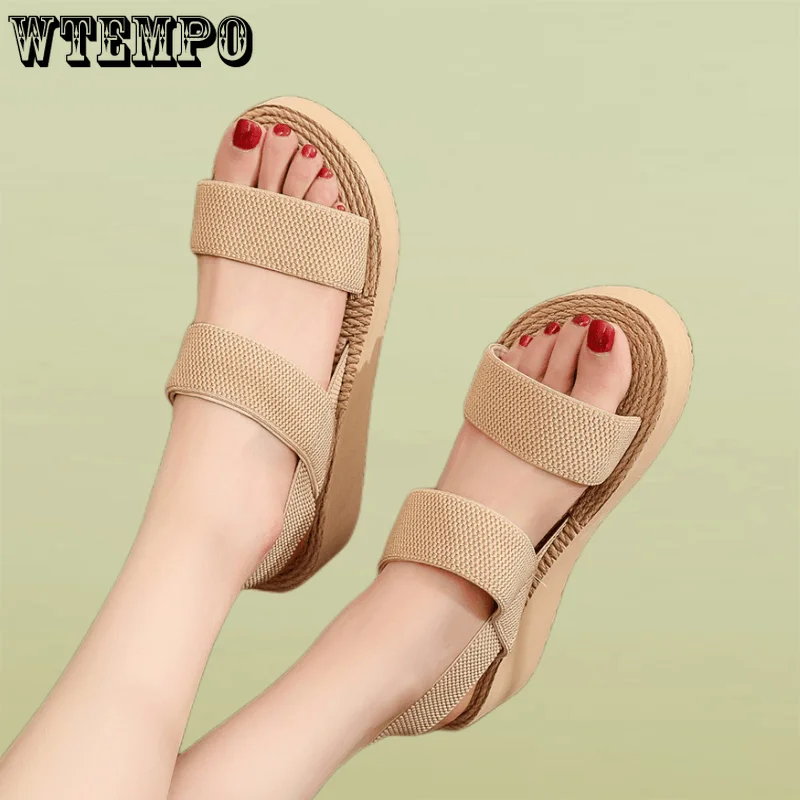 Женские сандалии на танкетке WTEMPO, летние уличные легкие Сланцы на толстой подошве, дамские босоножки, Прямая поставка 
Женские сандалии на танкетке WTEMPO, летние уличные легкие Сланцы на толстой подошве, дамские босоножки, Прямая поставка