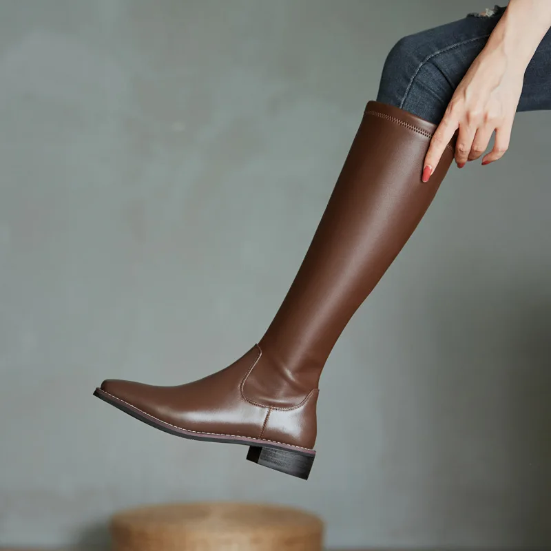 Women's Knight Boots Winter Female PU Leather Knee-length Boot Ladies Fashion Side Zipper Square Toe Brown Botas Slim Girl Shoes
Women's Knight Boots Winter Female PU Leather Knee-length Boot Ladies Fashion Side Zipper Square Toe Brown Botas Slim Girl Shoes